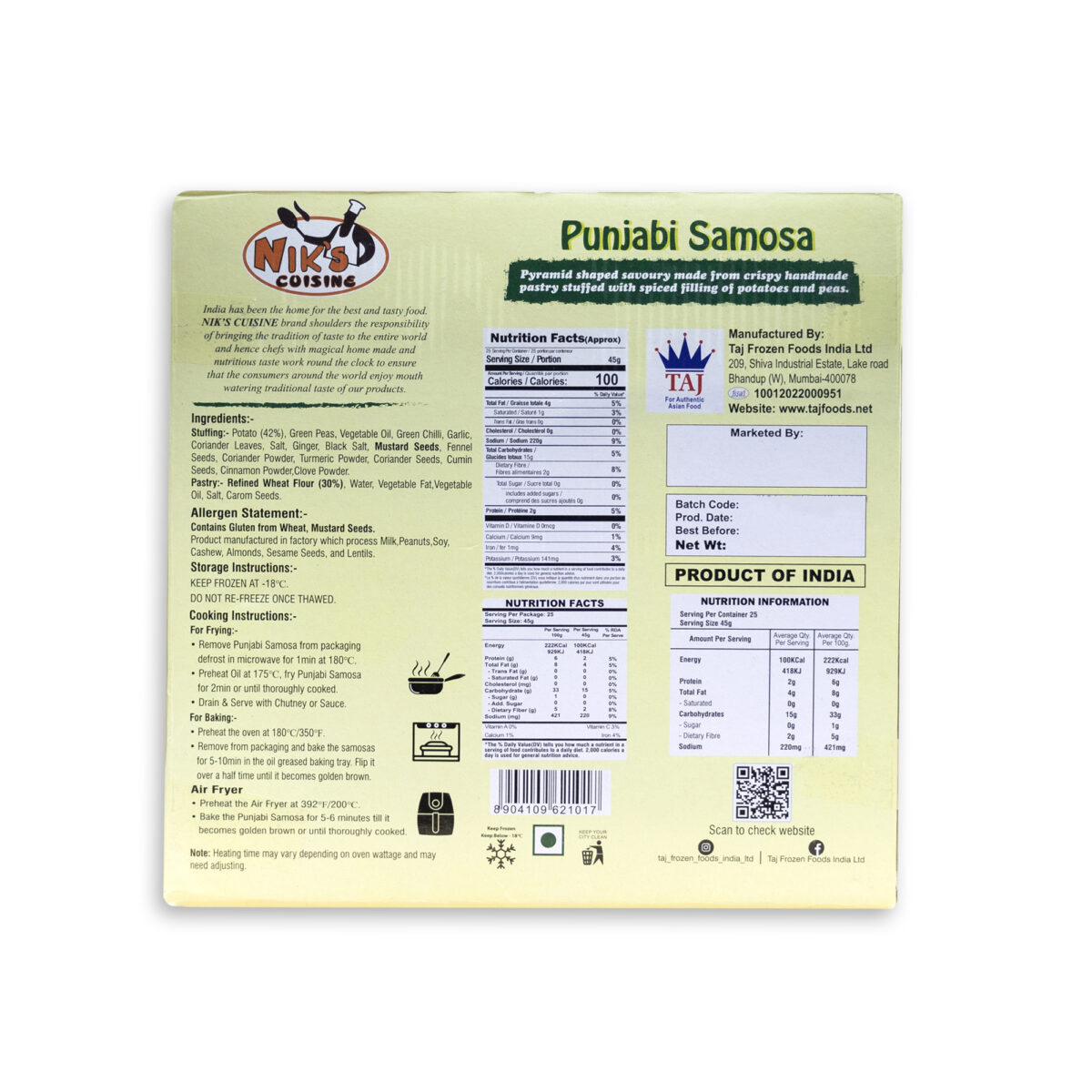 Niks Punjabi Samosa 45g (1.125kg) 25pcs Approx - Image 4