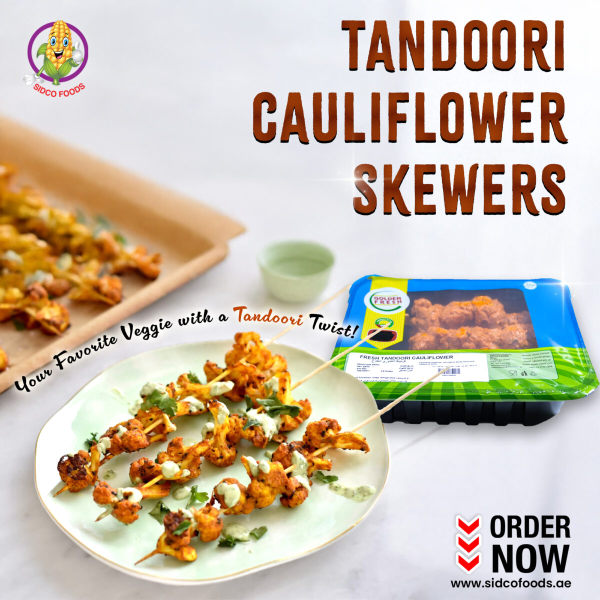 Fresh Tandoori Cauliflower 3 Skewers - Image 5
